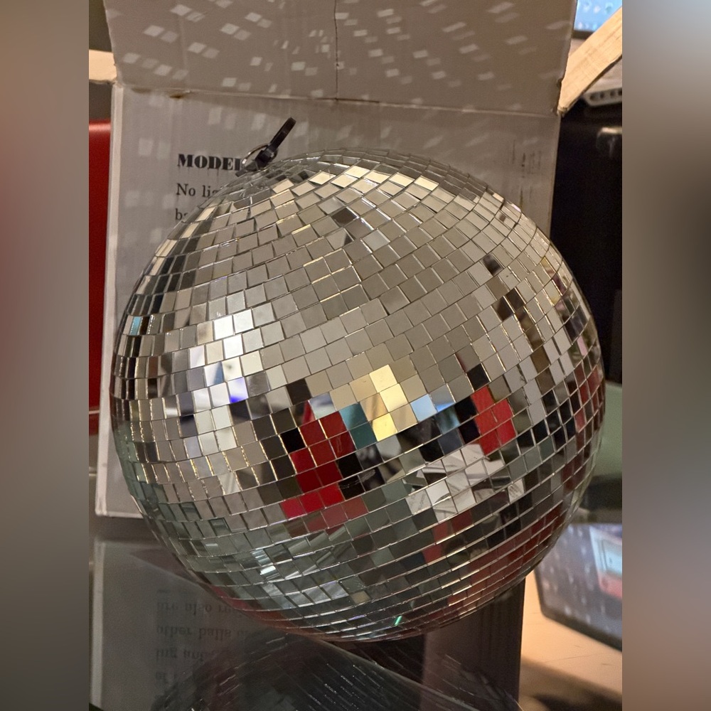VEI MB -12  Glass Reflective Silver Mirror Party Disco Ball